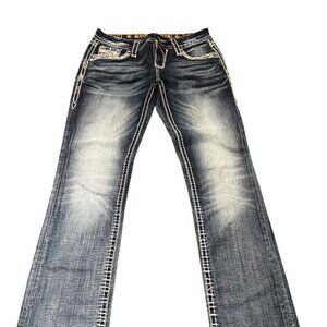 Rock Revival Jazlyn Women’s Bootcut Jeans – Size 27 (US 4) – Blue Distressed